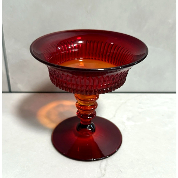 Set of 4 1920s Vintage Fenton Ruby Red Lincoln Inn Sherbet Glasses Stemware - Picture 5 of 9